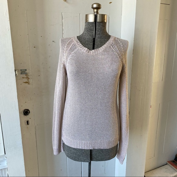 Cynthia Rowley Gold Metallic & White Pullover Raglan Sweater - Picture 2 of 16